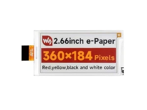 Waveshare 2.66inch E-Paper (G) raw display, 360x184, Red/Yellow/Black/White SPI - Picture 1 of 22