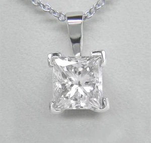 Diamond Solitaire Platinum Pendant 0.40ct Certified D IF VG Princess Cut & Chain - Picture 1 of 1