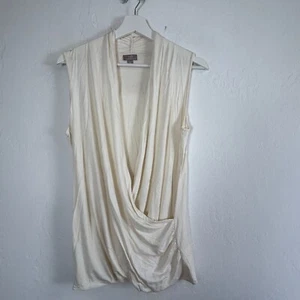 J.Jill Wearever Womens Cream Sleeveless Drape Wrap Tunic Top Medium Stretch - Picture 1 of 8