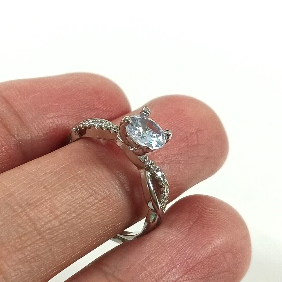 Women Ring Size 6 Brass Silver Plated Crystal Fashion Jewelry - Image 1 of 4