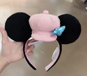 Disney Minnie Mouse Orecchie Fascia Cappello Rosa Blu Fiocco Morbido Peluche - Foto 1 di 1