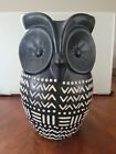 Owl Planter Ceramic Owl Black/White Planter/Vase/Canister 8.25" Tall