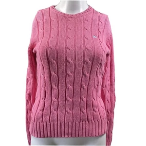 Vineyard Vines Womens Pink Cable Knit Cotton Whale Sweater Sz XS Logo - Picture 1 of 8