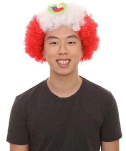 Peru Flag Sport Afro Wig |  Jumbo Red White Wig HM-784A - Picture 1 of 8