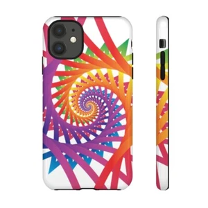 Funda Resistente para Teléfono Celular iPhone 11 Trippy Arco Iris Geométrica Fibbonaci Diseño Espiral - Imagen 1 de 3