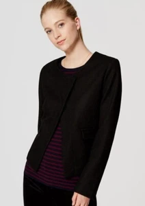 Neu mit Etikett Loft Damenblazer schwarz Wolle Jacke asymmetrisch Druckknopf Moto modern - Bild 1 von 8