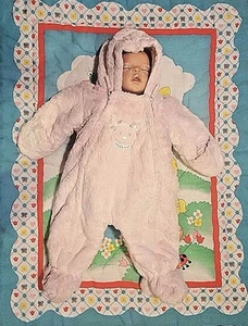 LA PETITE ROTHSCHILD SOFT PINK PLUSH FAUX FUR PRAM BUNTING SNOWSUIT 6 - 9 MONTHS - Picture 1 of 5