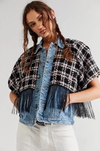 Free People x Tricia Fix Newport Denim Button-down Jacket - Size Small - BNWOT - Picture 1 of 10