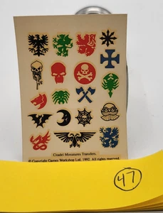 MIXED DECAL TRANSFER SHEET WARHAMMER FANTASY 1992 - Picture 1 of 1