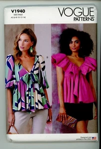 VOGUE SEW PATTERN #V1940 SIZE A5 (6-14) MISSES TOPS - Picture 1 of 2