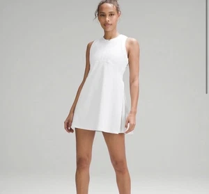 Vestido Tenis Lululemon Textura Rejilla Sin Mangas Blanco Talla 8 Ropa Activa - Imagen 1 de 8