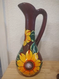 Jarrón jarra de cerámica pintada de colores brillantes Hecho En México girasoles 12.2"x5.5 - Imagen 1 de 17