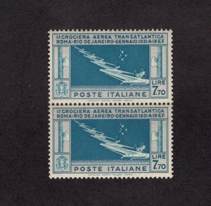 Italia - C27 - Posta Aerea Singola. MNH. OG. Coppia verticale. #02 ITALC27pr - Foto 1 di 1
