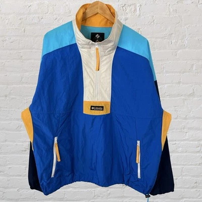 Chaqueta cortavientos Columbia vintage 1/2 cremallera pulóver bloques de colores para hombre XL Foto 1 de 4
