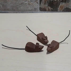 Vintage drei Miniatur Holz Mäuse Figuren Handarbeit Handarbeit - Bild 1 von 9