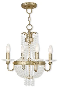 Livex Lighting 51844-28 Valentina Mini Chandelier Hand Applied Winter Gold - Picture 1 of 11