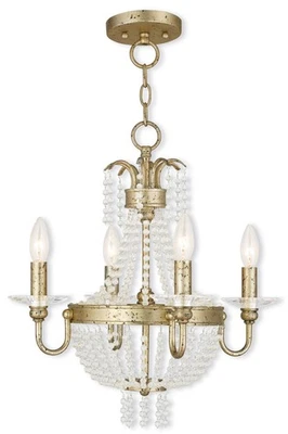 Livex Lighting 51844-28 Valentina Mini Chandelier Hand Applied Winter Gold - Image 1 of 4