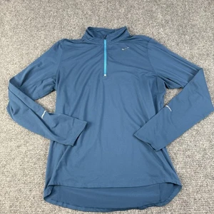 Nike Running Element Pullover Herren Medium Blau Half Zip Shirt Daumenlöcher Dri-FIT - Bild 1 von 12
