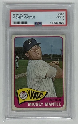 1965 Topps #350 Mickey Mantle ⚾ PSA 2 GOOD – Yankees HOF Legend-rp - Image 1 of 2
