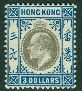 SG 74 Hongkong 1903. 3 $ Schiefer & Mattblau. Eine feine frische sehr leicht montiert... - Bild 1 von 1
