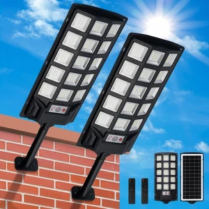 Solar Street Lights Outdoor 2 Pack, 25000LM 6500K Solar Lights Outdoor Waterp... - Picture 1 of 7