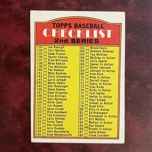 1972 Topps Set BASEBALL 2ND SERIES CHECKLIST #103 UNMARKED - VG-EX - Bild 1 von 2