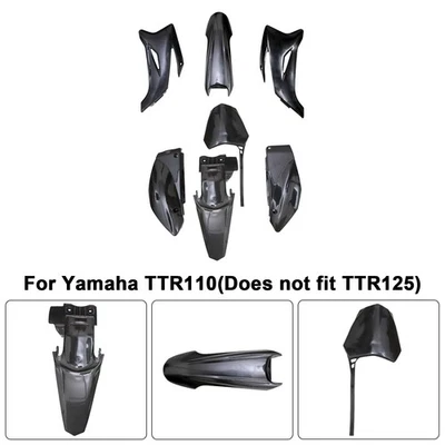 Kit de carrocería de plástico carenado de guardabarros para Yamaha TTR110 DIRT BIKE negro Foto 1 de 4