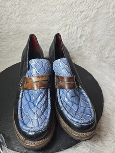 Stivaletto Freebird By Steven Bristol in pelle di serpente blu US 9 FB116 - Foto 1 di 8