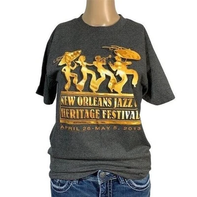 Camiseta Unisex Top New Orleans Jazz and Heritage Festival 2013 Gris Pequeña Foto 1 de 4