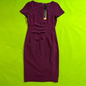 Gr. 2 Donna Karan New York Lila Kleid Kurzarm Etui Karriere Arbeit Neu mit Etikett - Bild 1 von 5