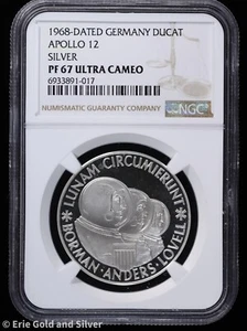 1968 Germany Silver Ducat Proof Apollo 12 Borman Anders Lovell NGC PF67 UltraCam - Picture 1 of 4