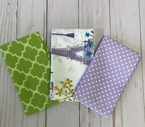 Juego de 3 cuartos de tela FQ Fat Quarters Paris verde púrpura puntos escénicos celosía 100 % algodón - Imagen 1 de 4