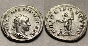 Rare Genuine ancient Roman silver coin ANTONINIANUS Emperor Philip AD247 Captive - Picture 1 of 4