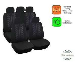 For Vw Caddy Maxi Life 9 Pcs Full Black Fabric Car Seat Covers Set - Picture 1 of 11