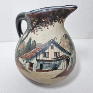 RF Ziboure Krug Vase signiert M.David Bauernhaus Szene Vintage Keramik Kunst - Bild 1 von 14