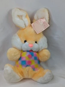 Yellow Rabbit Plush Checkerboard Belly 13 Inch Mty International Dandee Stuffed - Picture 1 of 8