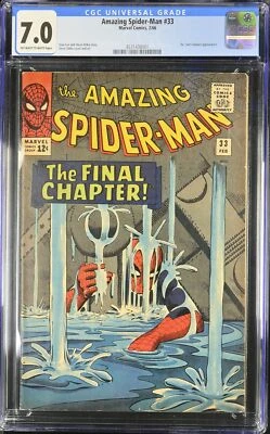 Amazing Spider-Man #33 CGC FN/VF 7.0 Classic Cover Stan Lee Ditko! Marvel 1966 - Image 1 of 2