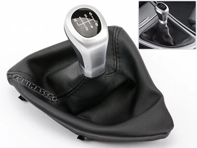 per BMW 1 E81 E82 E87 E88 PELLE POMELLO LEVA DEL CAMBIO 6 MARCE MANOPOLA CUFFIA - Immagine 1 di 4
