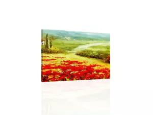 Abstract Poppies Landscape II - CANVAS OR PRINT WALL ART - Picture 1 of 2