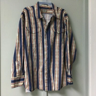 CE Schmidt Workwear Long Sleeve Shirt XL Striped Pearl Snap Heavyweight - Image 1 of 4