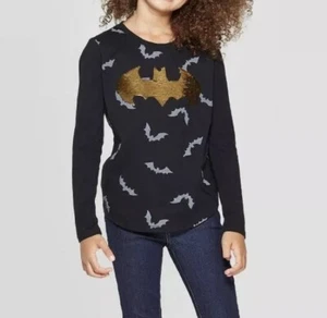 Nwt Girl Size XLarge 14/16 Flip Sequin Batman Long Sleeve Shirt - Picture 1 of 7