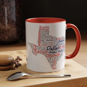 Taza de recuerdos con ciudades, taza de recuerdos de viaje, taza de ciudades de Texas, estado de estrella solitaria - Imagen 1 de 4