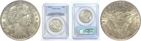 1892-O Barber Half Dollar PCGS AU-55 Cover