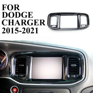 Carbon Fiber Style Dashboard Dvd Navigation Screen Frame Cover Trim For Charger - Picture 1 of 6