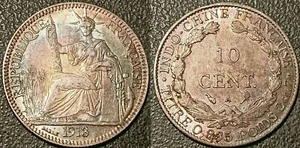 Französisch Indochina - 10 Cent. Silber 1913 A, Paris SUP ! LEC#152 - Bild 1 von 1