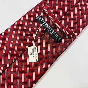 Very Rare Tiffany&Co Vintage-NWT “Interlock Red Twill” Silk Print Tie 59x4” NEW - Picture 1 of 14