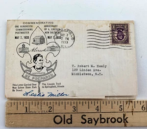 1933 Abraham Lincoln Notice Signed by Postmaster Leslie Miller Gov Wyoming USA - Picture 1 of 15