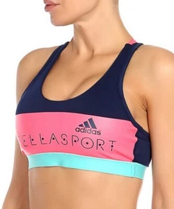 Adidas by Stella McCartney Sports Bra Girls Bustier Tank Top Crop Bra Blue/Pink - Picture 1 of 5