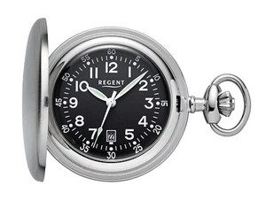 Regent P-752 Edelstahl Savonnette PILOTENBLATT Taschenuhr + Kette UVP 128,00 EUR - Picture 1 of 4