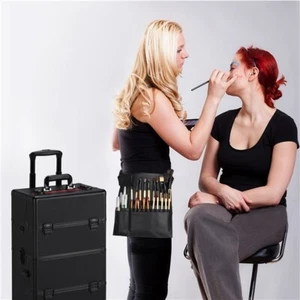 Aluminum Cosmetic Case Professional Makeup Train Case Large Trolley Makeup Case - Picture 1 of 25